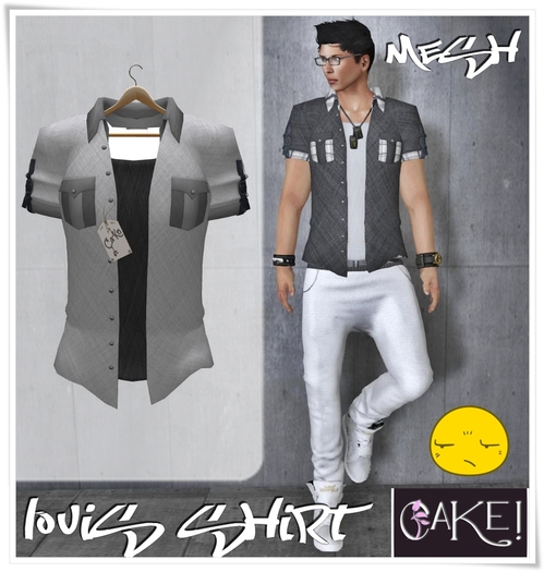 [[>CaKe!!<]] Louis shirt Mesh-White