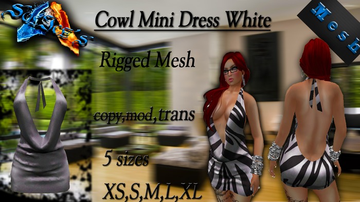 *SoL!ce's* Cowl Mini Dress Rigged Mesh White