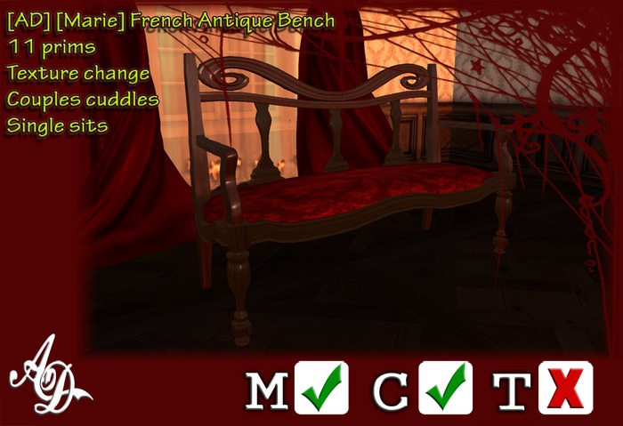 [AD] [Marie] French Antique Bench