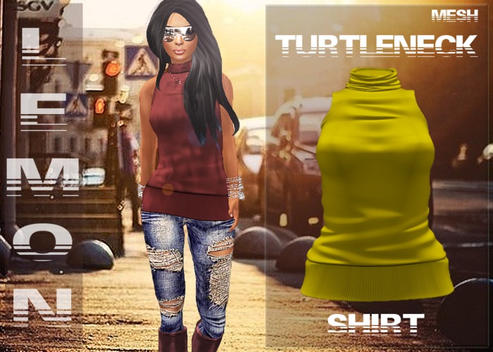 ~Cysleek =^.-=~ Mesh Turtle Neck Shirt W (Lemon) 