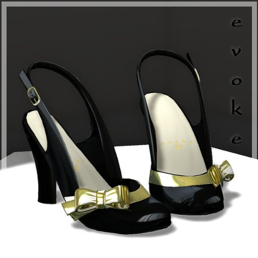 Evoke Ribbon Slingbacks - Black Patent / Metallic Gold
