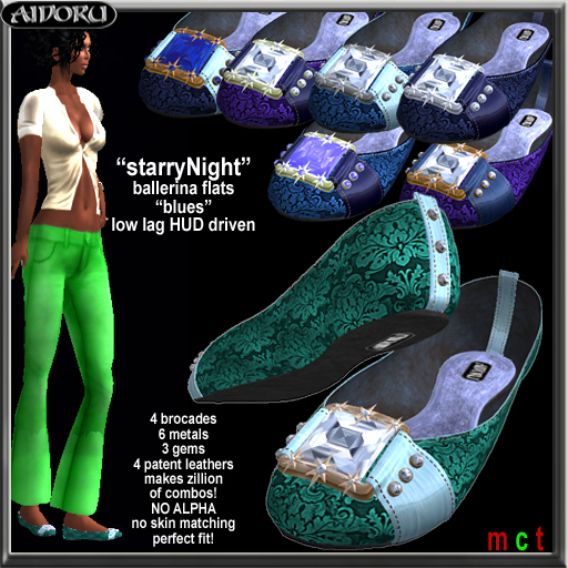 AIDORU starry nights ballerina flats with jewels and stars