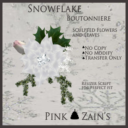 Snowflake Boutonniere - White/Pink [Box]
