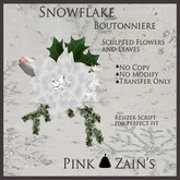 Snowflake Boutonniere - White/Pink [Box]