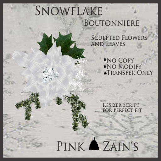 Snowflake Boutonniere - White [Box]