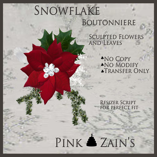 Snowflake Boutonniere - Red/White [Box]