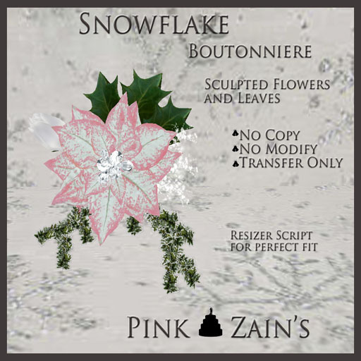 Snowflake Boutonniere - Pink/White [Box]