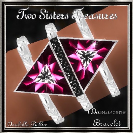 DAMASCENE BRACELET / PINK & BLACK DIAMONDS WG