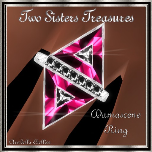 DAMASCENE RING / PINK & BLACK DIAMONDS WG
