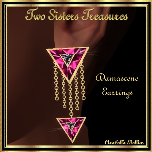 DAMASCENE EARRINGS / PINK & BLACK DIAMONDS