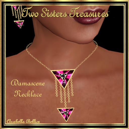 DAMASCENE NECKLACE / PINK & BLACK DIAMONDS