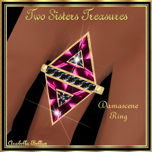 DAMASCENE RING / PINK & BLACK DIAMONDS