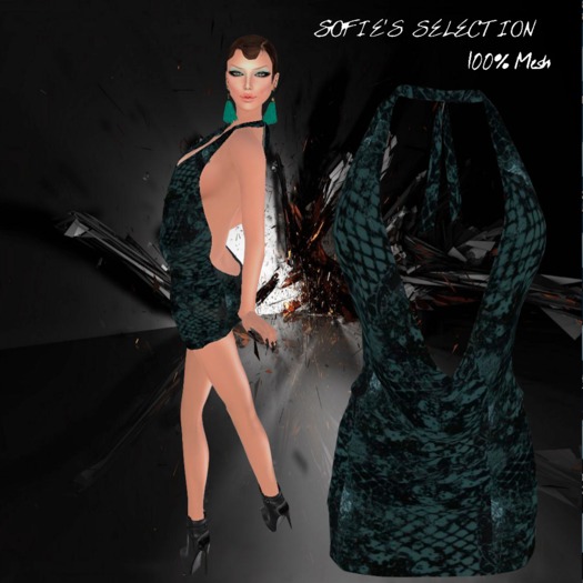 <S> Mesh Halter Green Dress