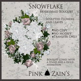 Snowflake Bridesmaid Bouquet - White/Pink [Box]