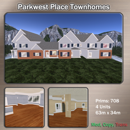 Second Life Marketplace (PS) Parkwest Place Townhomes DEMO