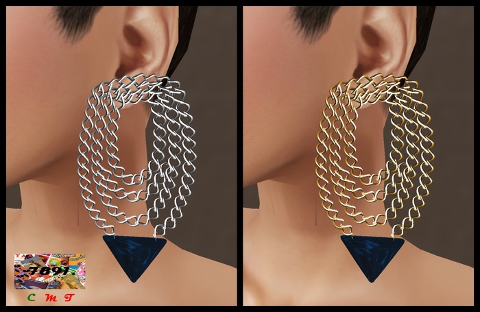 [7891.] Neo Earrings - Gold&Silver-Blue (W\Resize)