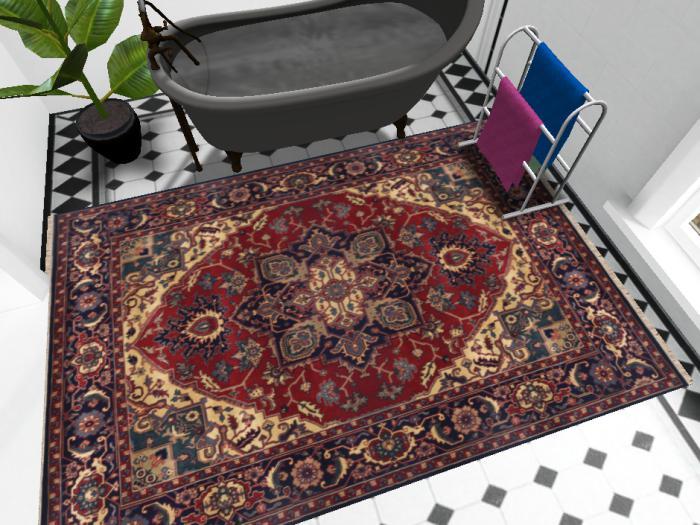 *Critters in the Attic* Blue Red Beige Traditional Oriental Rug