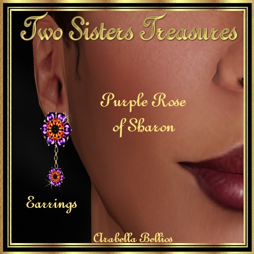 PURPLE ROSE OF SHARON EARRINGS YG