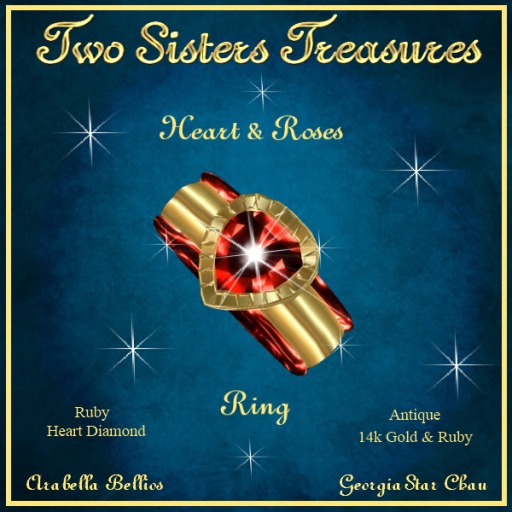 HEART & ROSES RUBY RING 14K YG