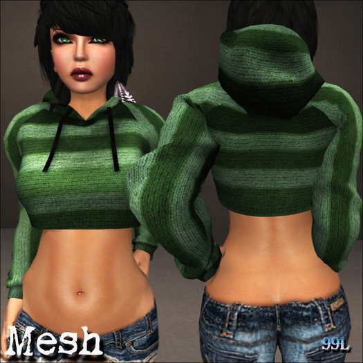 Souled Out Cropped Green Stripe Sweater