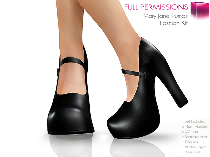 Full Perm Rigged Mesh Mary Jane Pumps - Fashion Kit