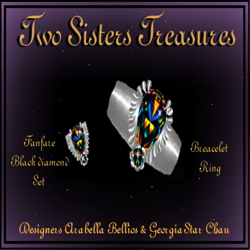 FANFARE BLACK DIAMOND BRACELET RING SET WG