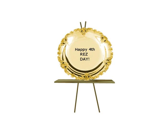 Happy 4th rez day gold plate