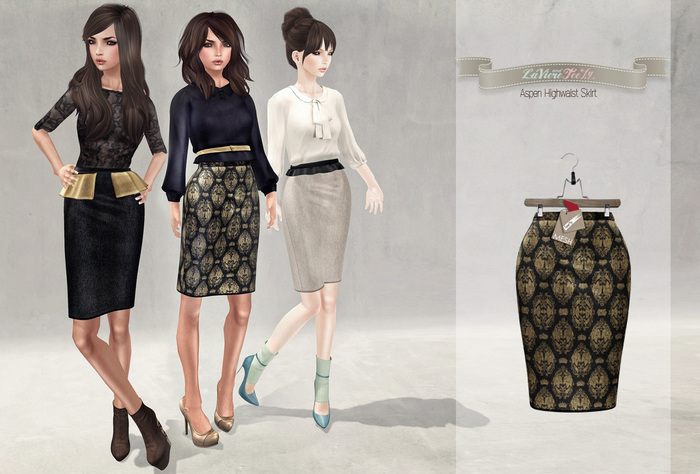 Tee*fy Aspen High-Waisted Skirt   GoldPrints