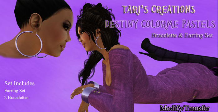 Tari's Creations Destiny ColorMe EarringBracelette Set Purple B