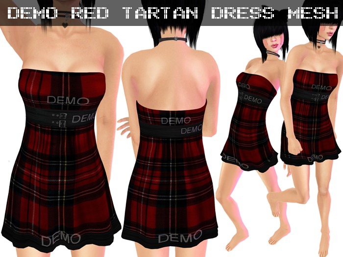 DEMO Mini Dress Red Tartan - Mesh