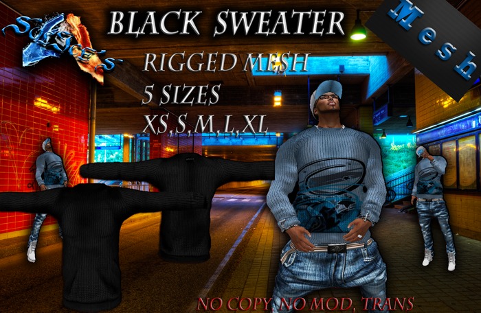 *SoL!ce's* Rigged Mesh Sweater Black
