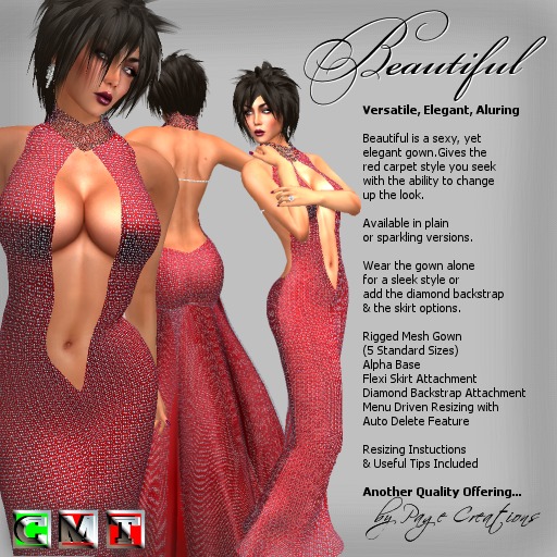 Beautiful - Gown - Rouge Sparkle - Packaged by Page Creations™