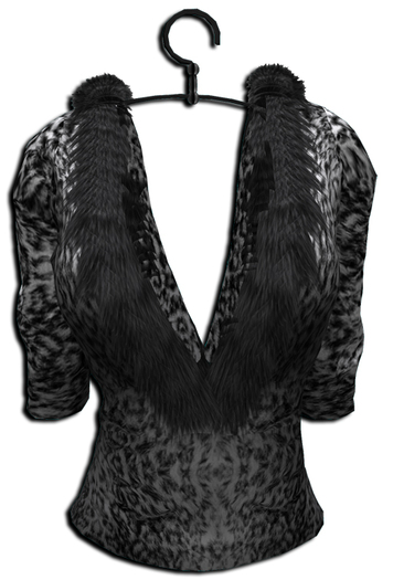 ((Crystal Line))Leather V-Shirt *Leopard*