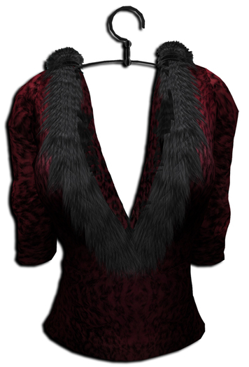 ((Crystal Line))Leather V-Shirt *LeopardRed*-(wear)