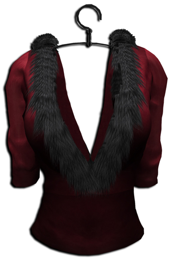 ((Crystal Line))Leather V-Shirt *Red*-(wear)