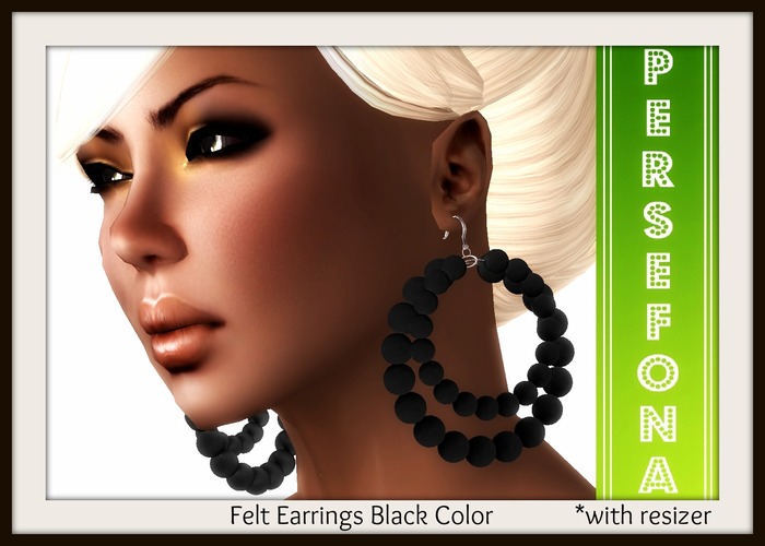Persefona Felt Earrings Black