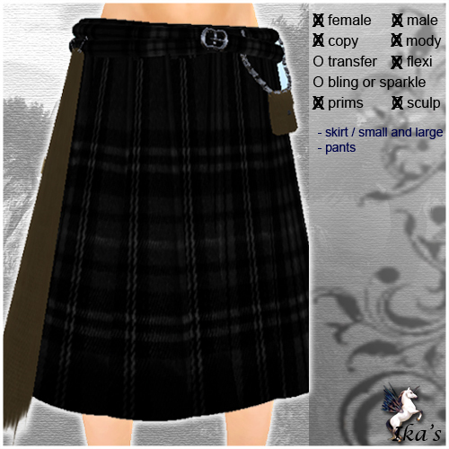 Skirt / Kilt - Tartan in black
