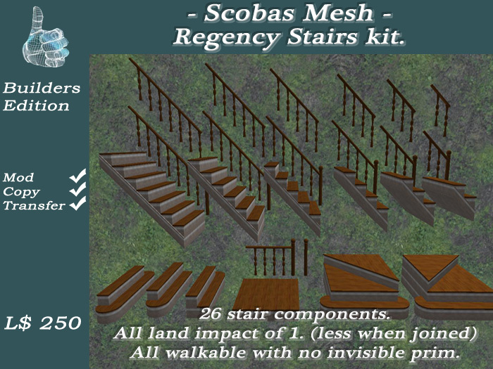 Scobas Full Perm Mesh Stairs pack 5. Regency stair kit