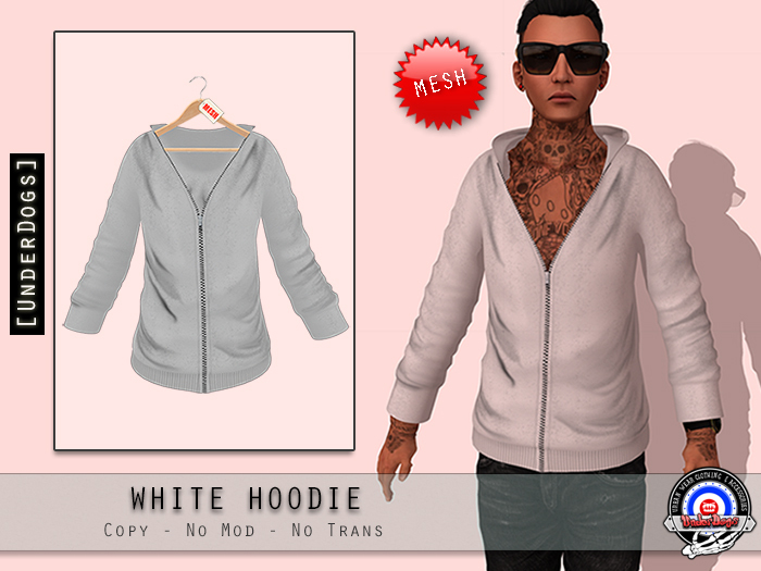 [UnderDogs] - White Hoodie - Mesh 