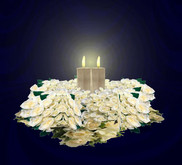 Mesh White Rose 2 Candle Centerpiece with Flames - Only 1 Prim