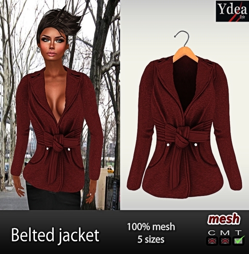 *Ydea* Belted jacket red