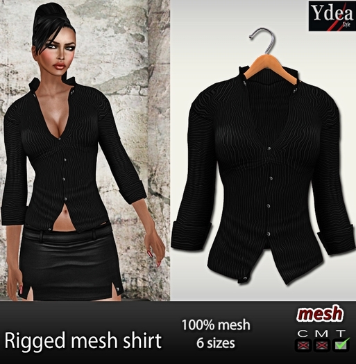 *Ydea* Rigged mesh shirt Black