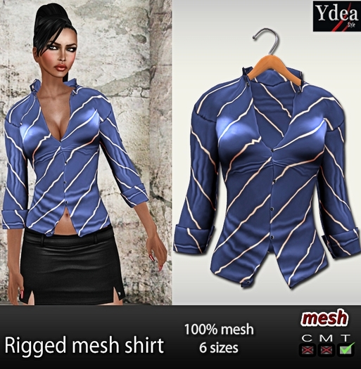 *Ydea* Rigged mesh shirt Bleu
