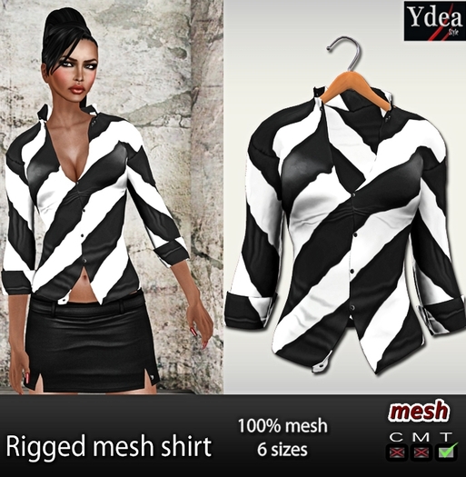 *Ydea* Rigged mesh shirt B&W