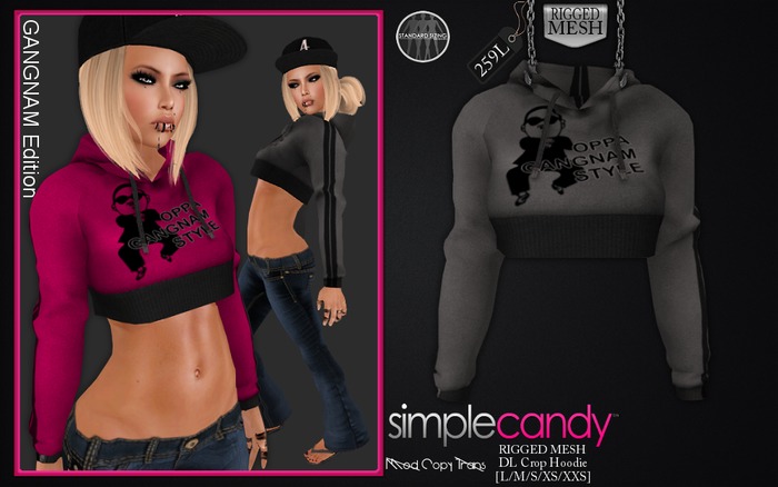 SimpleCandy - DL Crop Hoodie [Gangnam Edition - Grey]
