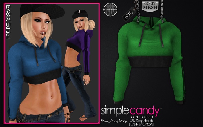 SimpleCandy - DL Crop Hoodie [Green] *PROMO*