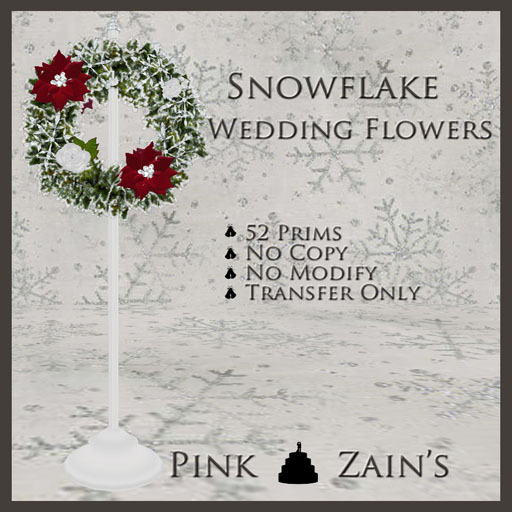 Snowflake Wedding Flowers - Red - White [Box]