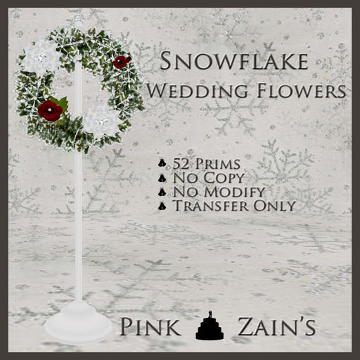 Snowflake Wedding Flowers - White - Red [Box]