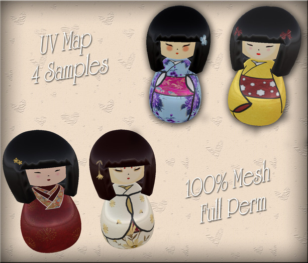 Kokeshi Doll Mesh FULL Permission N&T Designs