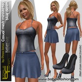 Babele Fashion Casual Mesh Miniskirted Blue Denim